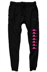 Joggers- Pink Sailfish - Kadan Swimwear the Label. Comfy and casual, these unisex joggers are perfect for lounging around the house, a day of running errands, or working out in. They come with a drawstring tie, multiple pockets, and printed with out custom sailfish print and logo!